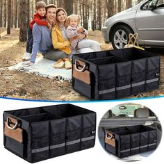 the car trunk organizer is open and ready to be used for storing items in it