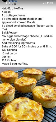 the recipe for mini egg muffins is shown in an image above it's description