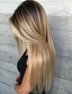 Balayage Straight Hair, Glamorous Hair, Ash Brown, Golden Blonde