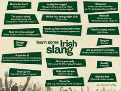 an advertisement for the irish music festival learn some irish slang