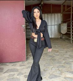 Black Flare Jeans Jaripeo Outfit, All Black Jaripeo Outfit, Mexican Shirts Woman Quinceanera, Black Jaripeo Outfits, Forbidden Latina Pants, Vaquera Outfit Mexican Black Jeans, Mexican Western Outfits Women Summer, Picolandia Outfits Women, All Black Vaquera Outfit