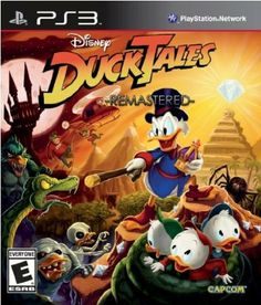 the ducktales animated movie poster is shown in front of an image of several cartoon characters