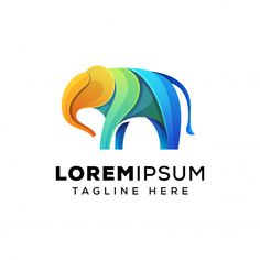 an elephant logo with colorful colors