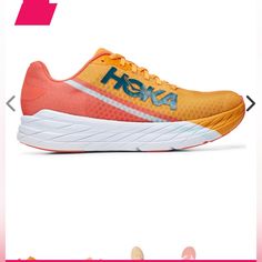 Absolutely Gorgeous Hoka One One Rocket X Unisex Shoes Mens Size 12.Womens 13.Brand New Orange Running Sneakers With Abzorb Midsole, Functional Orange Running Shoes With Rubber Sole, Dynamic Orange Running Shoes With Rubber Sole, Orange Running Shoes With Abzorb Midsole, Dynamic Orange Low-top Running Shoes, Orange Running Shoes With Rubber Sole And Round Toe, Sporty Orange Running Shoes With Ortholite Insole, Orange Running Shoes With Branded Insole, Orange Running Shoes With Rubber Sole