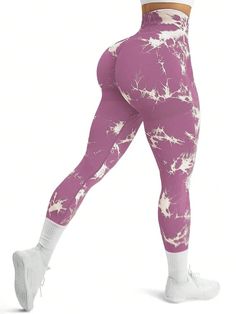 Multicolor  Collar  Fabric Tie Dye,Plants,All Over Print Regular Embellished High Stretch  Women Activewear Push Up Outfit, Dye Plants, Women Tie, Womens Tights, Women Long Dresses, Sleeves (women), Sports Leggings, Leggings Fashion, Gym Outfit