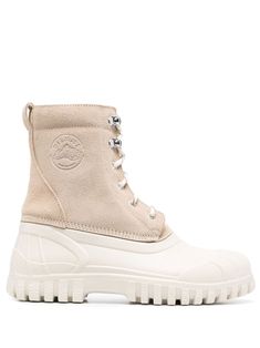 sand beige calf suede panelled design embossed logo to the side front lace-up fastening flat rubber sole round toe Edc Outfits, Sand Beige, Embossed Logo, Timberland Boots, Lace Up Boots, Boot Shoes Women, Lace Front, Combat Boots, Calf Leather