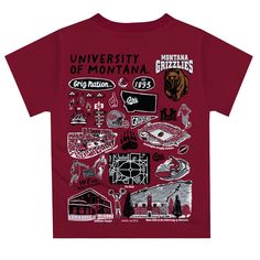 Let your kiddo look cool in his new Vive La Fete Impressions hand sketched artwork boys tee shirt. Let him play, go to the game, and cheer loudly and proudly with his Montana Grizzlies UMT gear by Vive La Fete.Celebrate and cheer on game day with our classic design Montana Grizzlies UMT Short Overstitched Crew Neck Sleeve Top. Officially Licensed product sold by Vive La Fete.This awesome graphics, fun and game day crew neck t-shirt features officially licensed Montana Grizzlies UMT colors and gr School Spirit Shirt With Graphic Print For Fans, Red Graphic Print T-shirt For School, Graphic Tee With Graphic Print For School, Graphic Tee With Print For School, Graphic Print Graphic Tee For School, School Spirit Graphic Print Shirt For Streetwear, Graphic Tee Shirt For School With Graphic Print, School Graphic Tee Shirt With Graphic Print, Graphic Print Tee For School