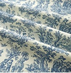 a blue and white toiler print fabric