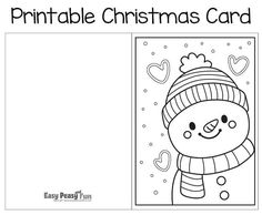 a printable christmas card with a snowman