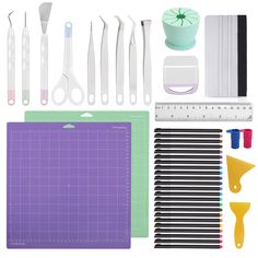 PRICES MAY VARY. Cricut Maker Accessory Kit: All-in-one Cricut Maker craft kit for all your crafting DIY needs. The extensive kit includes 24 colored pens, 7 pcs Vinyl Weeding Tool, 4 pcs Reinforced combination Clip, 2 pcs colored cutting mat board for cricut, 2 pcs colored pen adapter, 2 short scrapers, 1 long scraper, and 1 ruler for a total of 43 pieces. Perfect for beginners and suitable for all cricut manufacturers. Great Starter Kit for All Cricut Makers: Get ready to immerse in designing and creating beautiful decals with this cricut craft bundle. Compatible with all cricut/cricket maker, like Cricut Maker 3, Cricut explore Air 2 and other cutting machines. Easily to Start Your Crafting: Fully equipped kits, high quality accessories designed for better cutting and creation! Get crea Cricut Accessories, Air Craft, Interior Signs, Weeding Tools, Cricut Machine, Vinyl Sheets, Cricut Maker, The Tools, Colored Pens