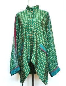 Silk Tunic, Drip Dry, Green Turquoise, Womens Tunics, Asymmetrical Hem, New Wardrobe, Mother Day Gifts, Womens Clothing Tops, Contrasting Colors