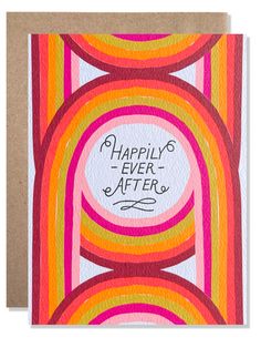 a greeting card with the words happily ever after in an abstract swirl pattern on it