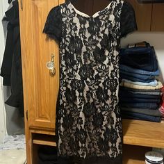 New Never Worn. Just Sat In My Daughters Closet. Flower Lace Detail Over A Buff Colored Slip. Very Pretty. Size Large. Just Above The Knee Not Quite A Mini. Forever 21 Dresses, Above Knee, Above The Knee, Lace Detail, Fitted Dress, Forever 21, New Color, Black And Red, Womens Dresses