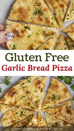 gluten free garlic bread pizza cut into slices