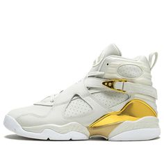 (BG) Air Jordan 8 Retro C&C 'Trophy' 833378-030 (AJ8/SNKR) White High-top Sneakers For Outdoor Activities, White Round Toe Basketball Shoes For Outdoor, White Breathable Basketball Shoes For Outdoor, White Sporty High-top Sneakers For Outdoor Activities, Gold Basketball Shoes With Boost Midsole For Sports, Sporty White Basketball Shoes For Outdoor Activities, White Sporty Basketball Shoes For Outdoor, White High-top Sneakers With Boost Midsole For Outdoor Activities, Sporty Gold Basketball Shoes With Round Toe