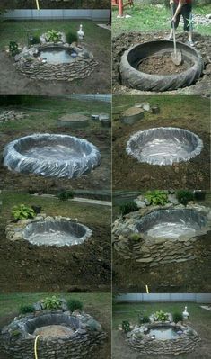 the process of making a fire pit out of old tires