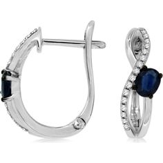 Royal 14K White Gold Celestial Sapphire & Diamond Earrings - 0.50 Carat Total Gem Weight Fine Jewelry Sapphire Diamond Earrings, Sapphire Diamond Accented Earrings In Fine Jewelry, Sapphire Diamond Earrings With Accents, Gia Certified Sterling Silver Earrings, Elegant Gia Certified Drop Earrings, Exquisite Sapphire Earrings With Diamond Accents, Elegant Gia Certified Oval Diamond Earrings, Fine Jewelry Sapphire Hoop Earrings In White Gold, Elegant Sapphire Diamond Earrings For Formal Occasions