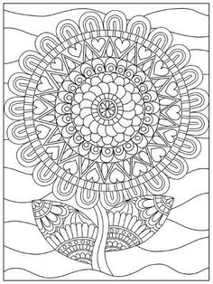 a coloring book page with an abstract tree