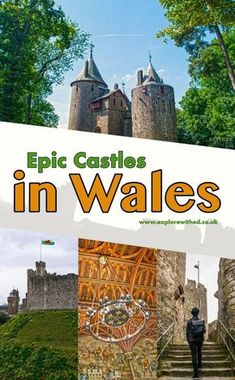 the cover of epic castles in wales, with an image of a castle and steps leading up to it