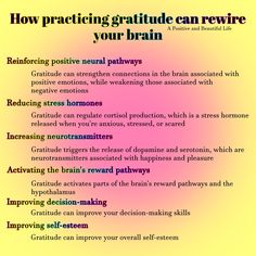 a poster with the words how practicing gratitude can rewire your brain