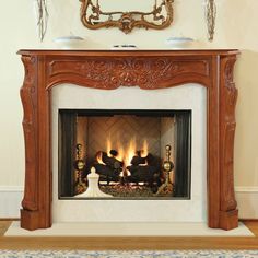 a fire place in the middle of a living room