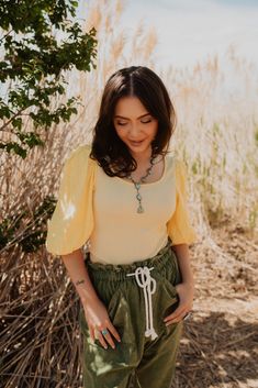 Sunshine yellow is the color for us! Bright and beautiful. 3/4 sleeve Round neckline Comfortable top 95% polyester 5% spandex Model is 5'8" and wearing a size small. Small: 2-4 Medium: 6-8 Large: 10-12 Green 3/4 Sleeve Top For Day Out, Green Top With 3/4 Sleeves For Day Out, Yellow Half Sleeve Tops For Summer, Yellow 3/4 Sleeve Top For Fall, Yellow Stretch Blouse For Day Out, Yellow Half Sleeve Summer Blouse, Sunshine Yellow, Bright And Beautiful, Comfortable Tops