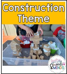 the construction theme is shown with blocks and marshmallows