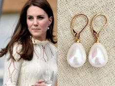 Beautiful pearl earrings inspired by the Duchess of Cambridge 18k gold plated leverback earring hooks large 12mm white shell pearl teardrops lightweight- about 0.2 ounces 1 1/4 inch long Pearl Teardrop Earrings, Bridesmaid Gifts Earrings, Pearl Lariat Necklace, Pearl Lariat, Bridal Pearl Necklace, Wedding Bridesmaid Jewelry, Pearl Necklace Wedding, Long Pearl Necklaces, Bridesmaid Gifts Jewelry