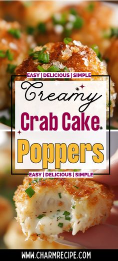 crab cake poppers with text overlay