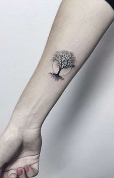 Cherry Tree Tattoos, Maple Tree Tattoos, Simple Tree Tattoo, Tree Roots Tattoo, Tree Tattoo Meaning, Wrist Tattoos Girls, Roots Tattoo, Oak Tree Tattoo