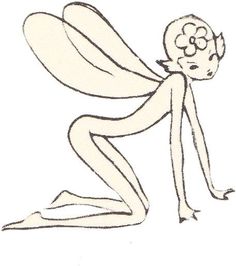 a drawing of a fairy sitting on the ground