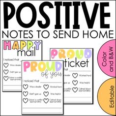 two posters with the words positive and happy on them