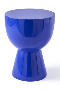 Lacquered Accent Stool | Pols Potten Tam Tam | Oroa.com Blue Side Table Round, Bright Accent Table, Dark Blue Side Tables, Yves Klein Blue Furniture, Classic Bathroom Design, Trendy Interior Design, Accent Stool, Broste Copenhagen, Small Side Table