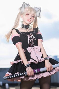 Fabric: Four-way stretch/cotton Style types: Sweet Lolita Season: Spring, Summer, Autumn, Winter Include: Dress*1 (Any of the accessory is not included.) Size Summer Cosplay, Cherub Art, Skin Fortnite, Style Types, Lolita Outfits, Punk Dress, Maid Outfit, Cute Cosplay, Spring Summer Autumn Winter