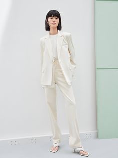 MO&Co. Women's Layered Structure Blazer Features : - Structured silhouette- Layered collar and cuff- Shoulder pads, long sleeves, a button closure Code: MBC1BLA006The back length of size S is 66.5cmMATERIALS & CARE Material: 81.6% Acetate 18.4% Polyester; lining: 100% SilkDo not water wash, do not bleachHang to dry in the shade, do not tumble dryIron on low temperature pad, professional dry cleanOur sizes might be a little different from US/EU sizes. Please check the size chart and choose your s Cream Workwear Blazer With Button Cuffs, Cream Blazer With Button Cuffs For Work, Spring Suits With Concealed Placket And Long Sleeve, Cream Long Sleeve Suits For Office, Classic Single Breasted Blazer For Daywear, Classic Long Sleeve Blazer For Daywear, Classic Blazer With Hidden Button Closure For Daywear, Timeless Long Sleeve Suits For Spring, Elegant Blazer With Button Closure For Daywear