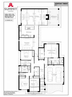 the floor plan for an apartment with three bedroom and two bathrooms, one living room