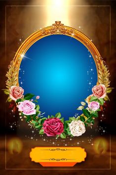 an ornate gold frame with roses on it