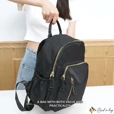 Bird in Bag - Shoulder bag female new Oxford cloth fashion waterproof large-capacity travel backpack college students schoolbag Backpack College, Street Trends, Bird In Bag, Travel Backpack, College Students, Dark Black, Leather Backpack, Oxford, Pouch