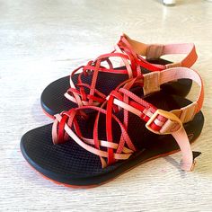 Used Two Brand New Chaco Size 6 Red Sandals For Spring Outdoor Use, Red Sandals For Spring Outdoor Activities, Red Sandals For Outdoor Spring Use, Red Sandals For Outdoor Spring Activities, Red Outdoor Sandals For Spring, Casual Red Sandals For Outdoor, Blue Toes, Purple Sandals, Chacos Sandals