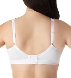 A soft cotton-blend jersey knit bra with clever natural lift to get you through the day with supportive comfort. Wireless, seamless cup is lined with low-stretch microfiber for support. Cool comfort fabric wicks moisture away from you. Side support sling is layered between cup fabric and lining to comfortably lift and center your breasts. Parallel stitching on outer cup reinforces support. V-neckline has a covered elastic edge to maintain fit. Covered elastic underband for a close, soft fit with Supportive Full Coverage Bra With Built-in Cups, White Full Coverage Bra With Light Support, White Supportive Full Coverage Bra, Supportive Full Coverage White Bra, Supportive White Full Coverage Bra, Everyday Cotton Bra With Light Support, White Cotton Sports Bra With Built-in Bra, White Full Cup Nursing Bra With Built-in Support, Bra Friendly Full Cup White Nursing Bra