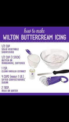 the instructions for how to make a buttercream icing recipe are shown here