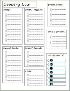 the grocery list is shown in this printable