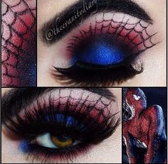 SpiderWoman make up Hero Makeup, Superhero Event, Marvel Makeup, Superhero Makeup, Spiderman Makeup, Nerd Makeup, Comic Makeup, Man Eyes, Carnaval Make-up