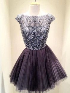 Short Grey Beaded Tull Prom Dresses, Short Grey Homecoming /Graduation Dresses Dark Purple Prom Dress, Grey Homecoming Dress, Purple Prom Dress Short, Prom Dress Short, Custom Made Prom Dress, Tulle Cocktail Dress, Purple Prom, Mini Prom Dresses, Tulle Evening Dress