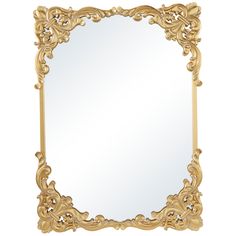 an ornate gold framed mirror on a white background