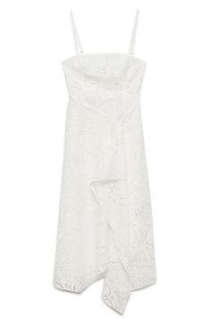 Airy embroidered eyelets enliven this breezy cotton midi designed with a strappy back and a sleek asymmetric hem. Square neck Adjustable straps Lined 100% cotton Dry clean Imported Summer Midi Dress With Cutwork Hem, Asymmetrical Lace Summer Dress, Summer Midi Dress With Asymmetrical Lace Hem, Summer Lace Midi Dress With Asymmetrical Hem, Summer Lace Dress With Asymmetrical Hem, Asymmetrical Hem Lace Summer Dress, Asymmetrical Hem Lace Dress For Summer, Lace Dress With Asymmetrical Hem For Summer, Nordstrom Dresses