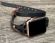 7.3mm Soft High Quality Genuine Leather Bracelet. Designed And Handmade by Simeon D Jewelry Studio. Adjustable Size Double Wrapped Bracelet Tailored to Perfection. This Bracelet Fits ALL Apple Watch Series. Not For Other Models. Apple Watch Is NOT Included. Please Measure Your Wrist Before Submitting Your Order! Follow my Studio on Social Media for Updates & New Designs. Create Your Own Unique Style! Be Different! Be Unique! Make a Fashion Statement Every Place You Go! Get Tons of Compliment Adjustable Black Watch Bands For Everyday, Black Adjustable Rectangular Watch Bands, Adjustable Black Apple Watch Band, Adjustable Watch Bands For Everyday Use, Adjustable Black Watch Accessories As Gift, Adjustable Rose Gold Apple Watch Band For Everyday, Leather Apple Watch Band As A Gift, Apple Watch Women, Gold Watch Band