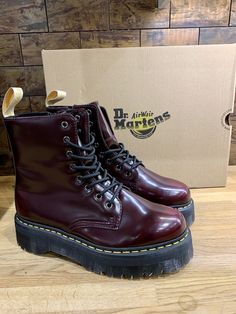 Dr Martens Boots Red, Lesbian Shoes, Cherry Red Doc Martens, Docs Martens, Dark Red Boots, Dc Martens