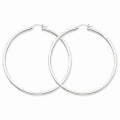 Metal: 14k White GoldLength:55 mmWidth:2.5 mmFree U.S. Shipping for orders over $99 Protected by our 30-Day Risk Free Returns! Earring For Women, Jewelry Earring, Sterling Silver Hoop Earrings, White Earrings, Sterling Silver Hoops, Gold Jewelry Fashion, Fine Jewellery Earrings, Silver Hoops, Jewelry Silver