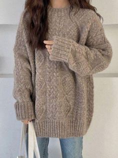 Beige Pullover, Camel Sweaters, Pullover Outfit, Cable Knit Jumper, Beige Fabric, Sweaters Online, Pullover Sweater Women, Beige Sweater, Mode Inspiration